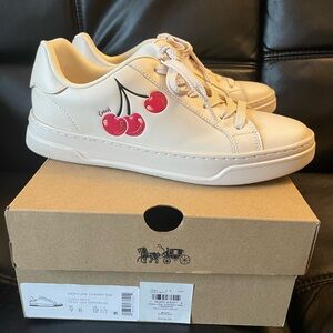 Coach Chalk Sneakers with Red Cherry Design Sz. 9